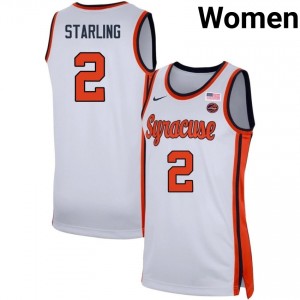 J.J. Starling Cuse Orange Official #2 College Basketball Women Jerseys - White 273292-582