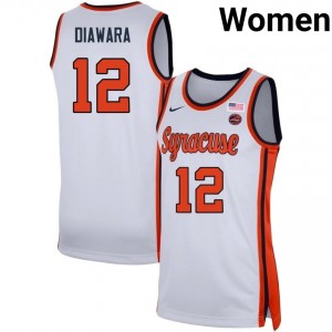 Tiefing Diawara Cuse Orange Replica #12 College Basketball Women's Jerseys - White 446706-632