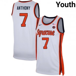 Kiyan Anthony Cuse Orange Official Youth #7 College Basketball Jerseys - White 894084-637